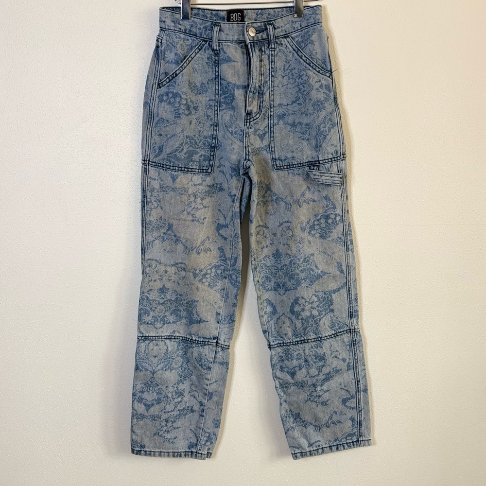 BDG Urban Outfitters Floral Acid Wash Baggy Jeans Y2K Wide Leg 24 - Picture 2 of 11